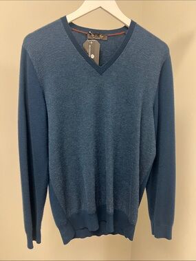 Loro Piana Men's Blue V-Neck Sweater